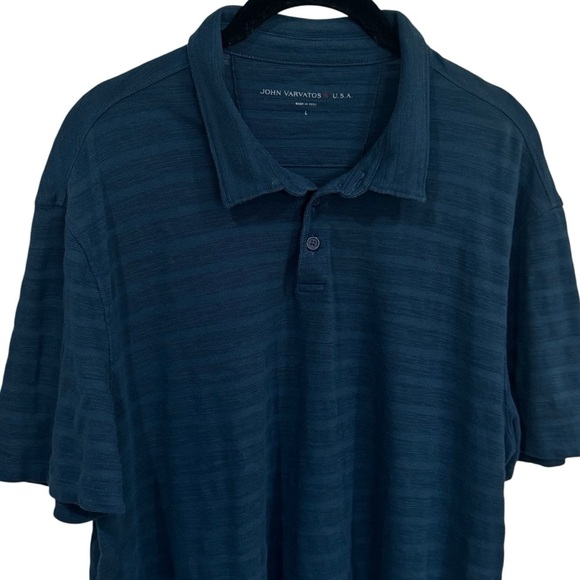 John Varvatos Textured Marine Blue Soft Knit Polo Men’s Size L - Picture 3 of 11